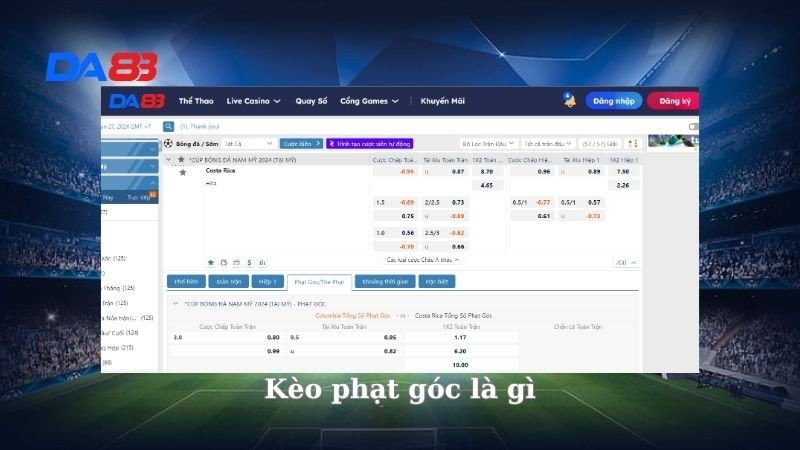 DA88 Kèo phạt góc là gì? Những dạng kèo phạt góc tại nhà cái DA88